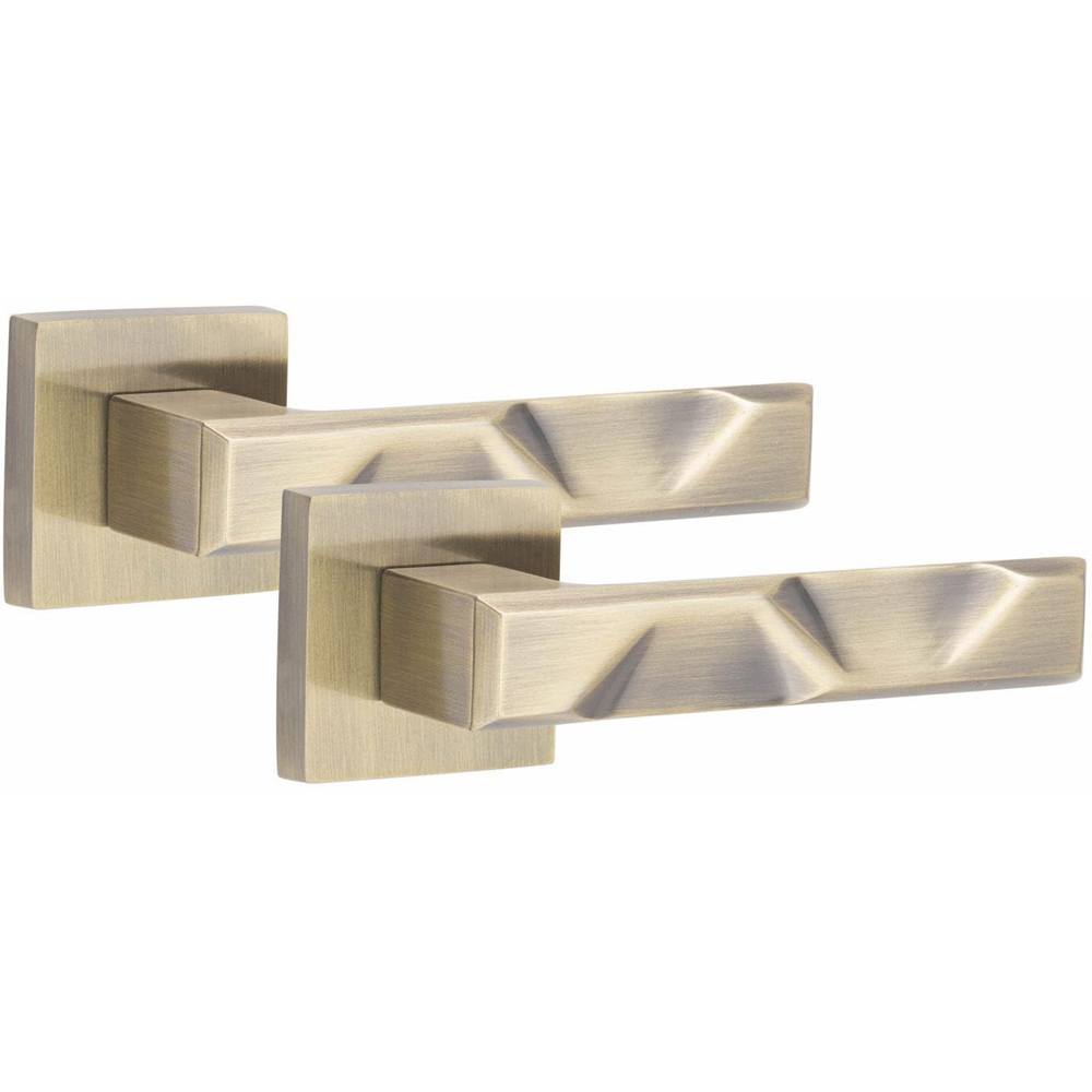 Golden Grace Antique Brass Finish Nova Door Handle Set 4 Pack Image 2