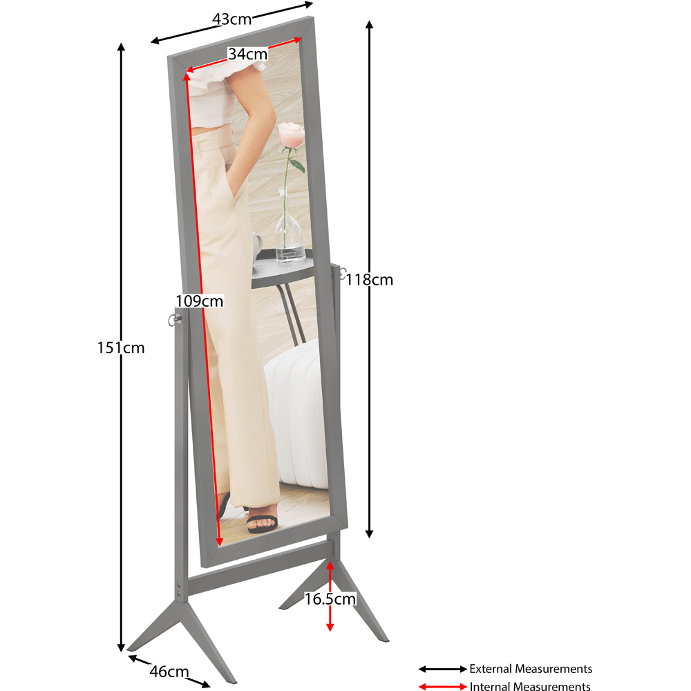 Vida Designs Nishano Grey Rectangle Cheval Mirror Image 7