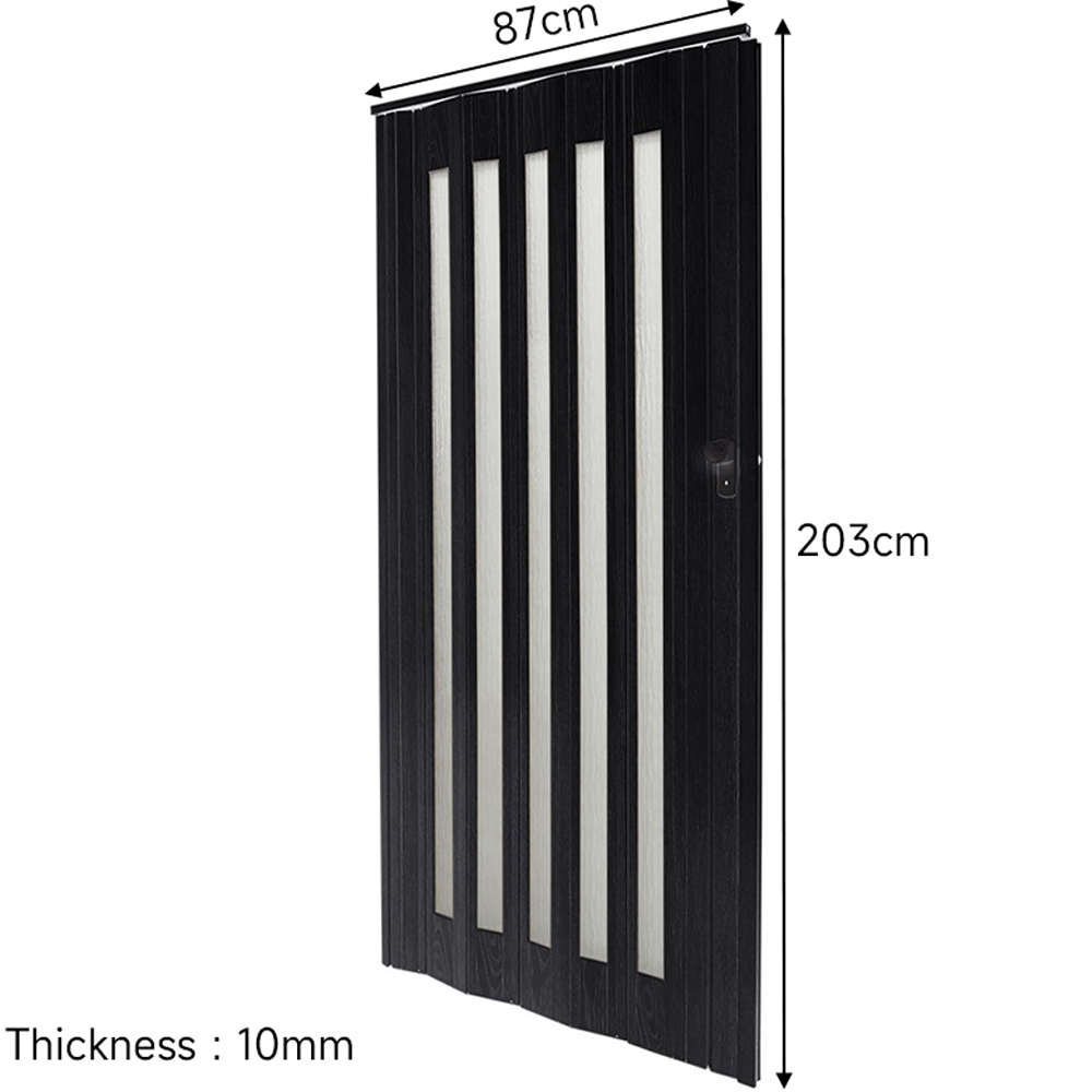 Living and Home Accordion Black PVC and Acrylic Folding Door 87 x 203cm Image 6