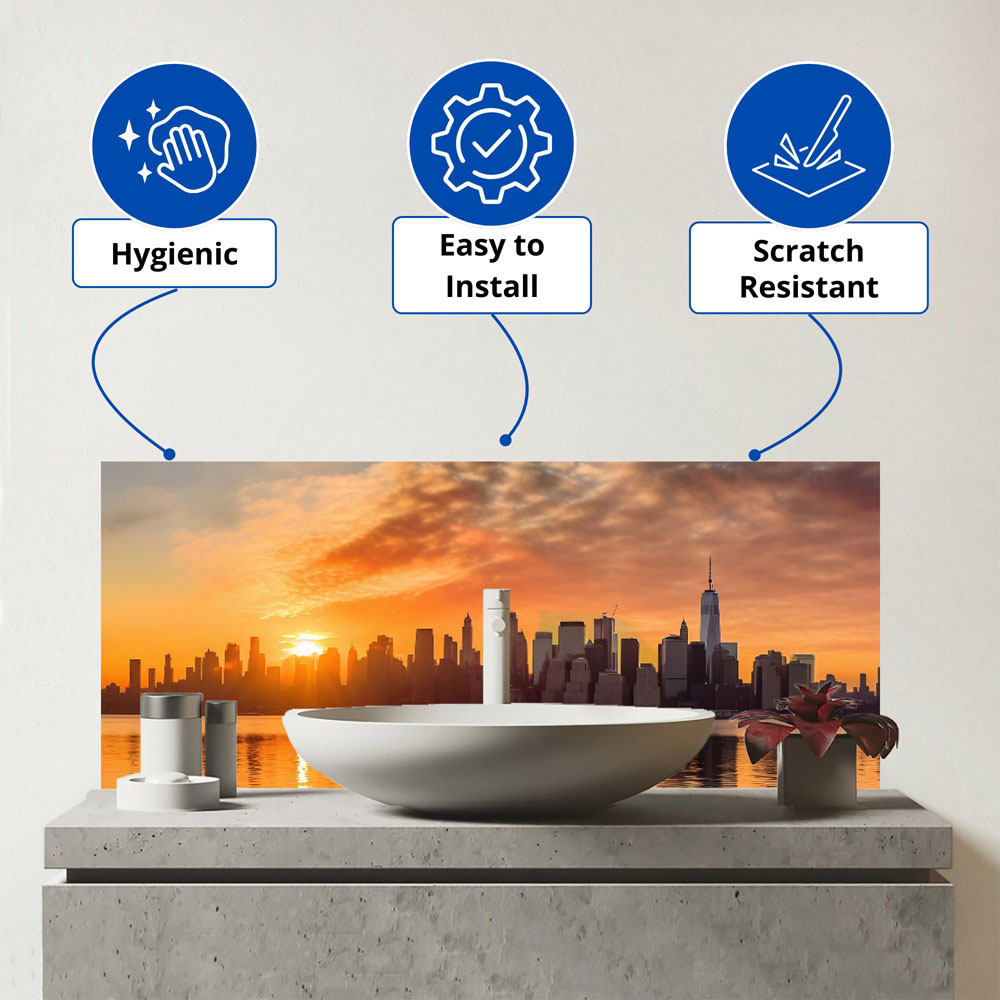 Warren Reed Designer New York At Sunrise Bathroom Splashback 25 x 60cm Image 3