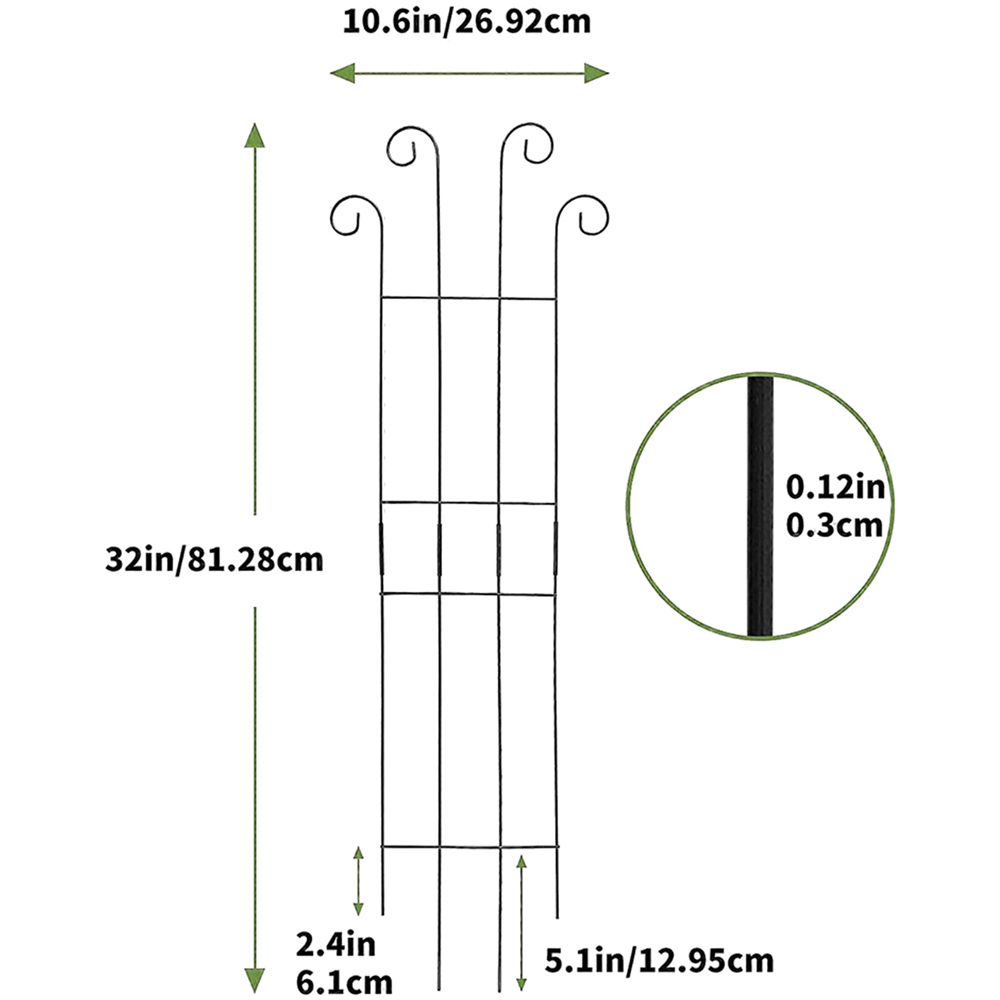 Living and Home Black Metal Scrolled Climbing Plant Trellis 81cm 4 Pack Image 6
