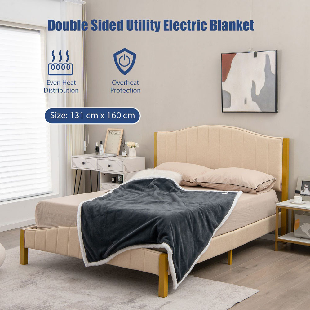 Costway Grey Electric Blanket Throw with 10 Heat Settings Image 9