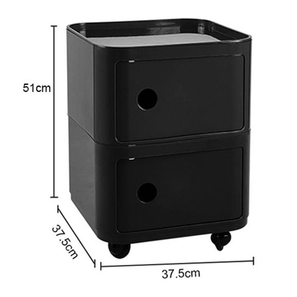 Living and Home 2 Tier Black Square Plastic Storage Drawer Image 6