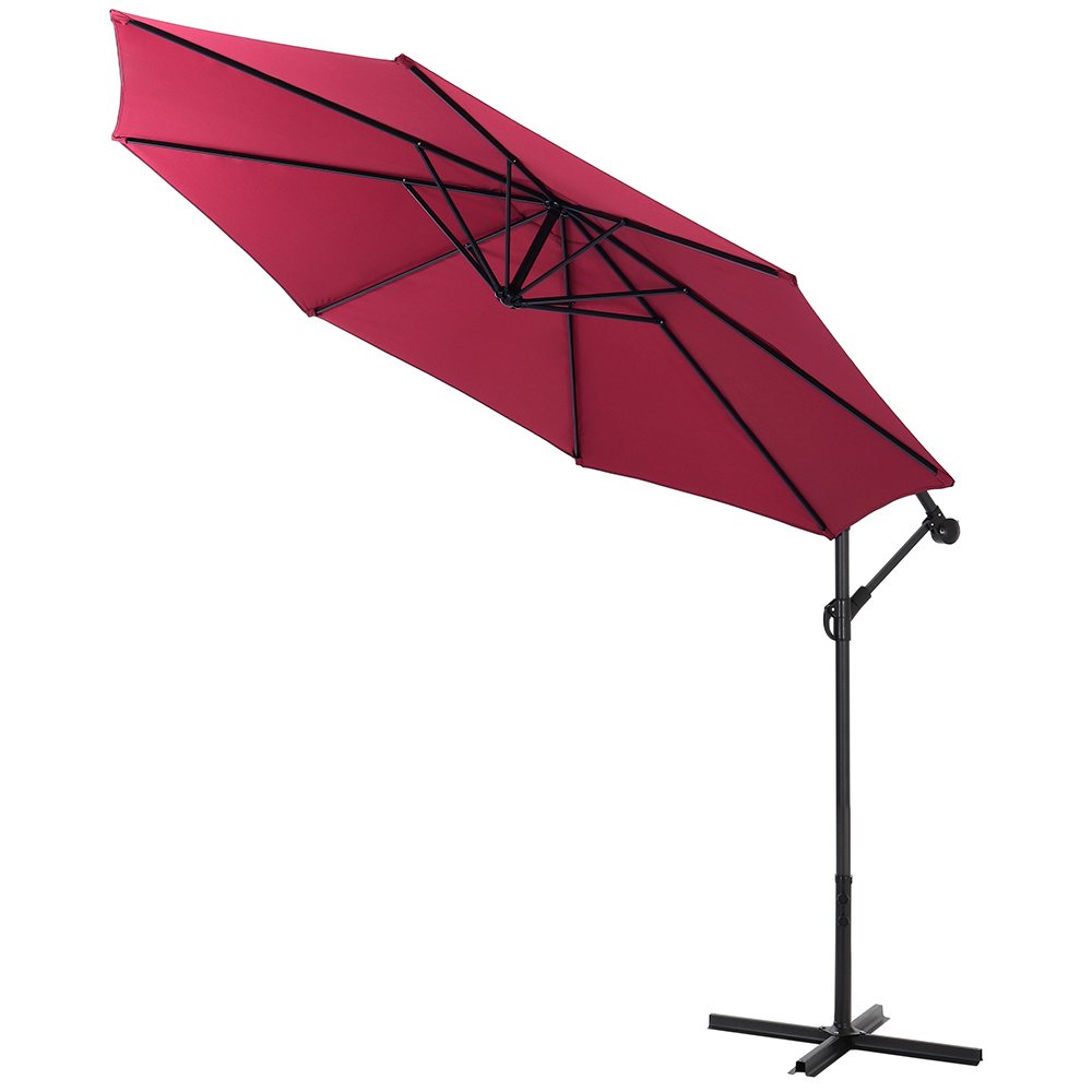 Living and Home Red Cantilever Parasol with Cross Base 3m Image 4