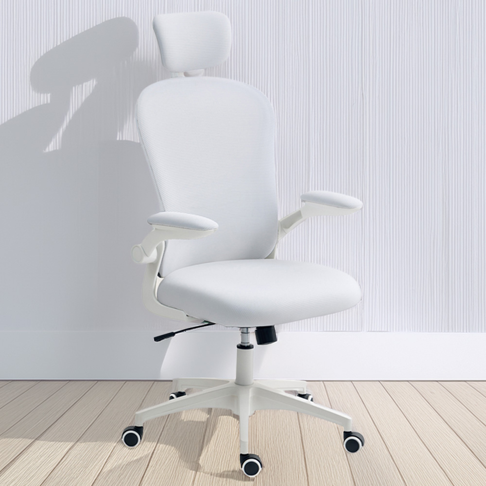 Vinsetto White Ergonomic Mesh Office Chair with Headrest Image 1