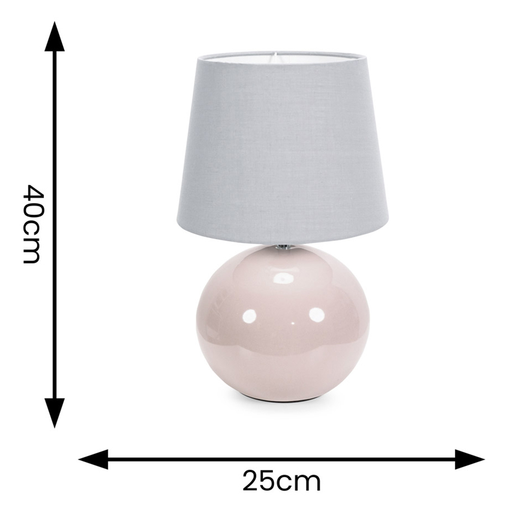 ValueLights Bosco Natural Stone Grey Fabric Tapered Shade Ceramic LED Table Lamp Image 4