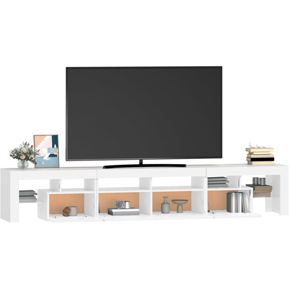 vidaXL 3 Door 6 Shelf White TV Cabinet with LED Lights Image 6