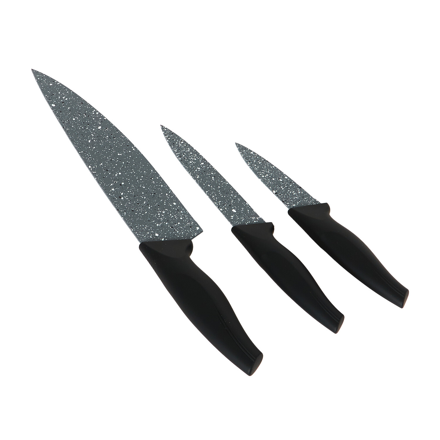 3-Piece Marble Stone Finish Knife Set - Black Image 3