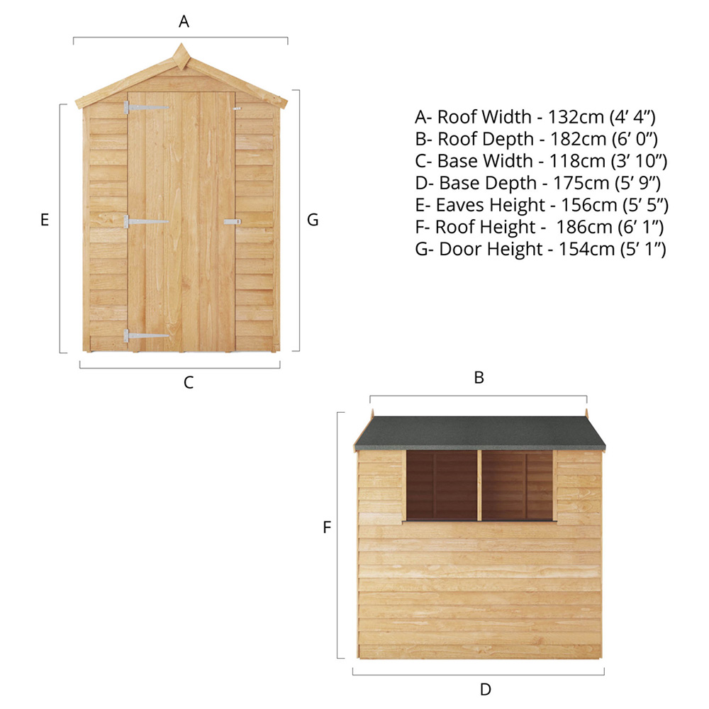 Mercia 6 x 4ft Overlap Apex Shed with Window Image 8