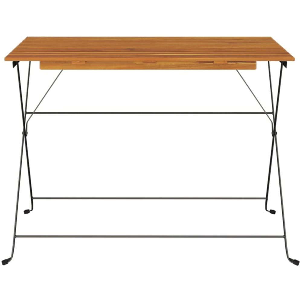 vidaXL 4 Seater Brown and Black Solid Wood Acacia and Steel Foldable Bistro Table Image 3