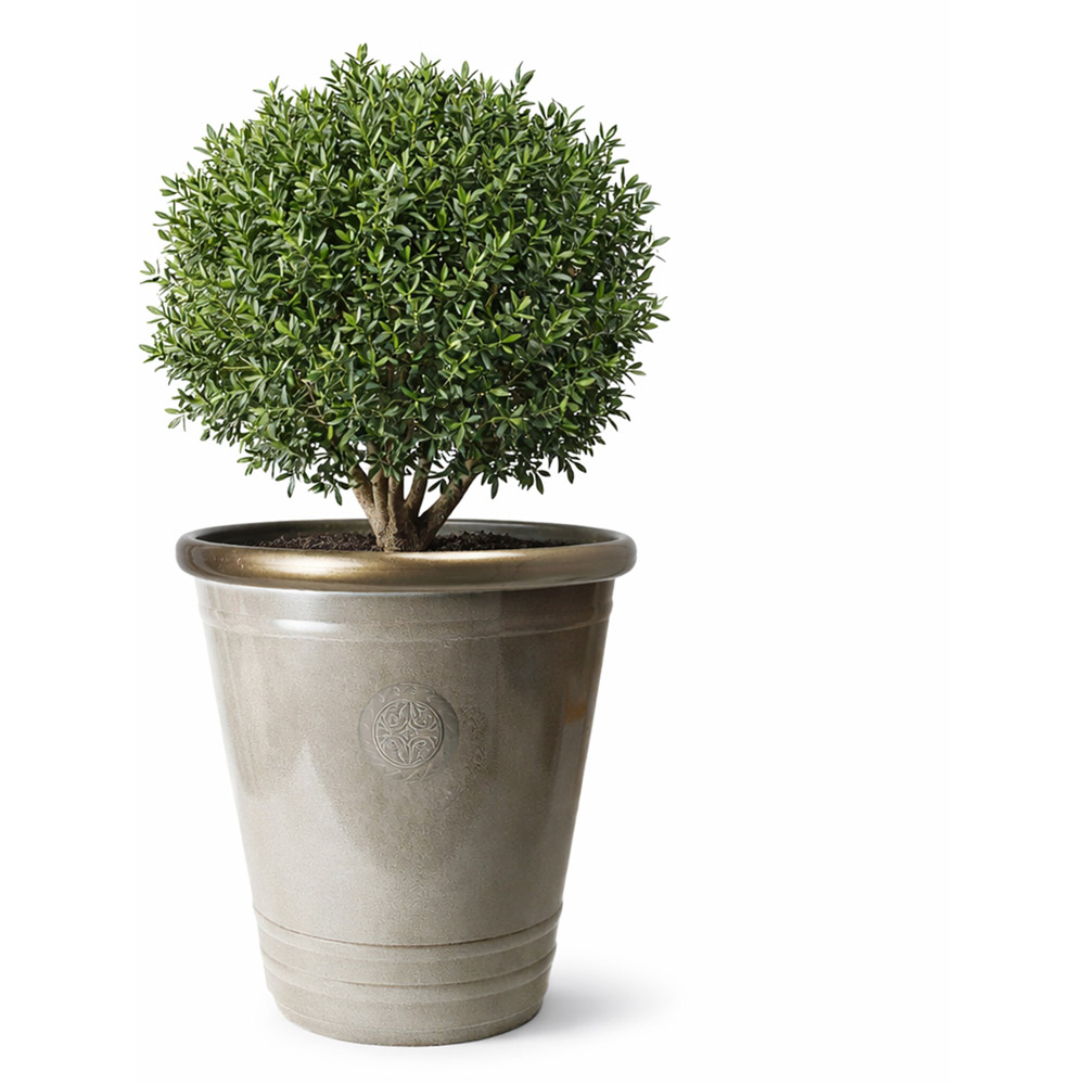 Jack Stonehouse Grey Brass Rim Recycled Plastic Outdoor Planter 75L Image 3