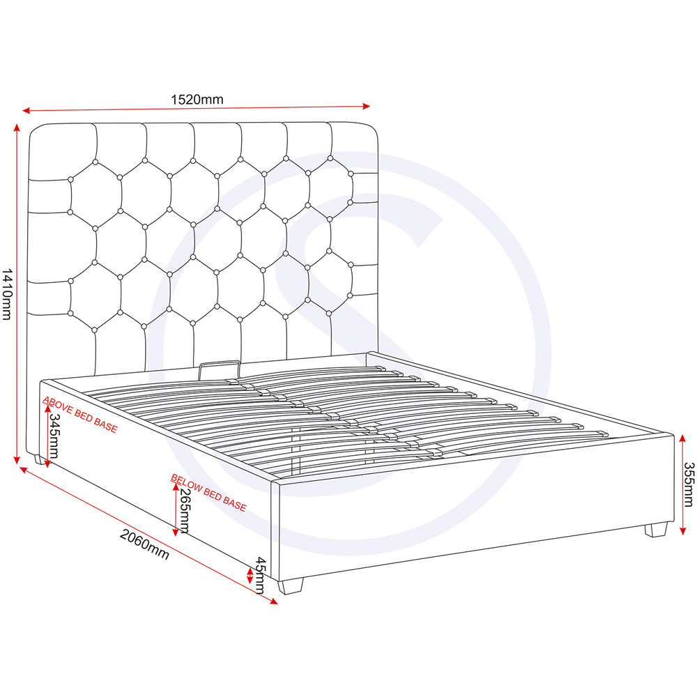 Seconique Madison Double Grey Velvet Fabric Gas Lift Ottoman Bed Frame Image 9