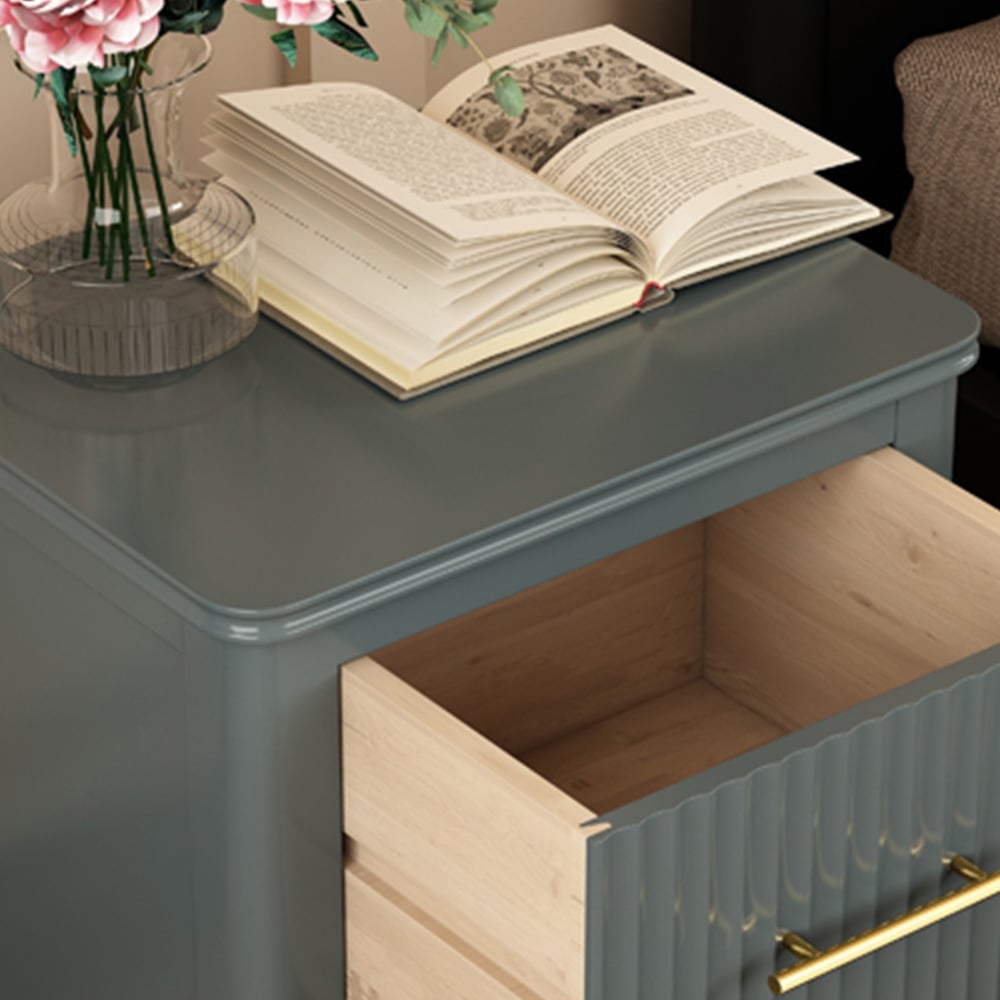 Fregona 2 Drawer Grey Bedside Table Image 4