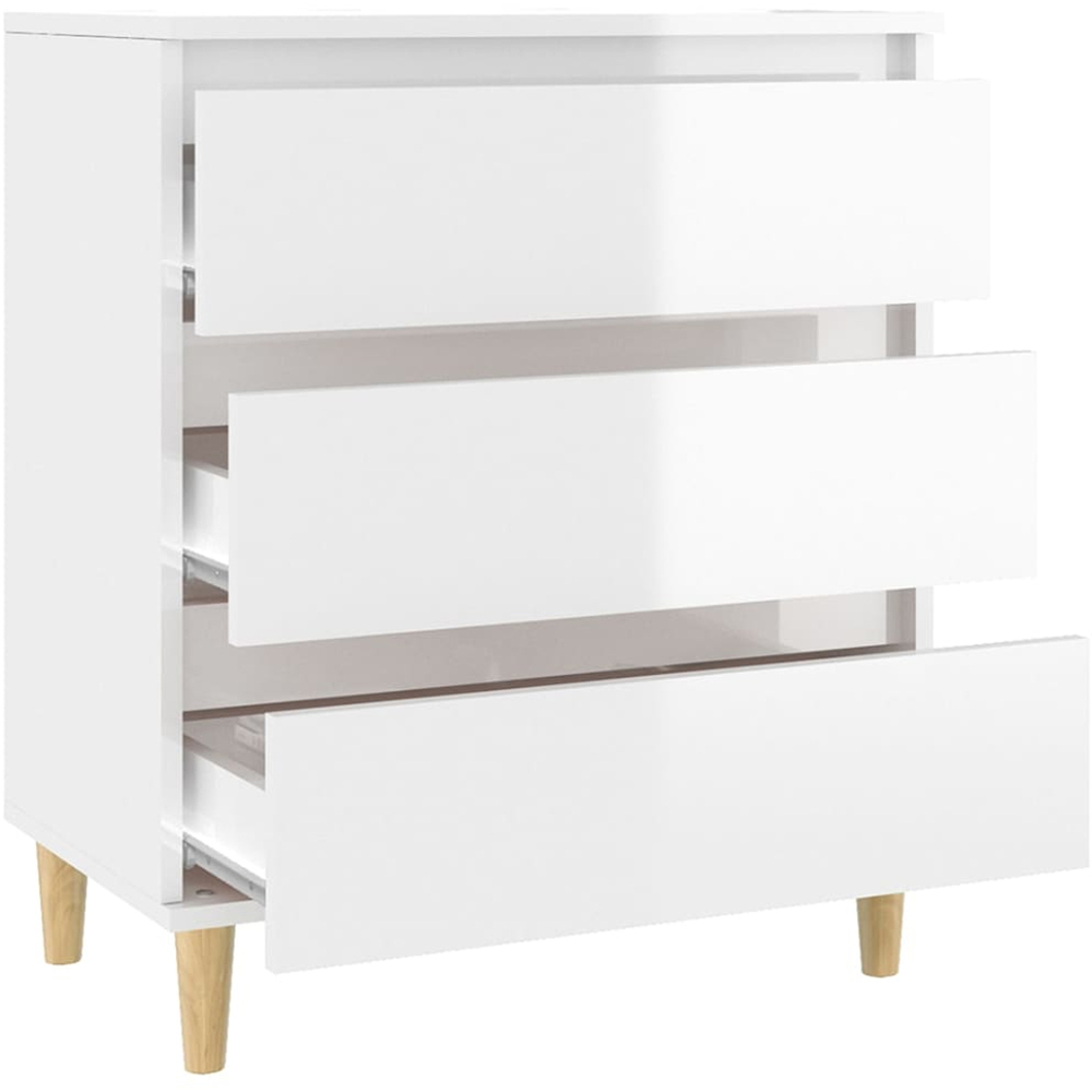 vidaXL 3 Drawer High Gloss White Sideboard Image 5