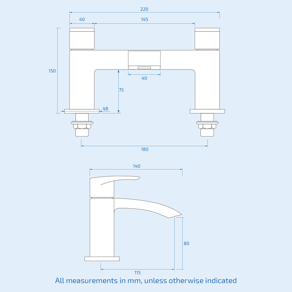 Nes Home Nexa Waterfall Matte Black Bath Filler and Basin Mixer Tap with Waste Image 5