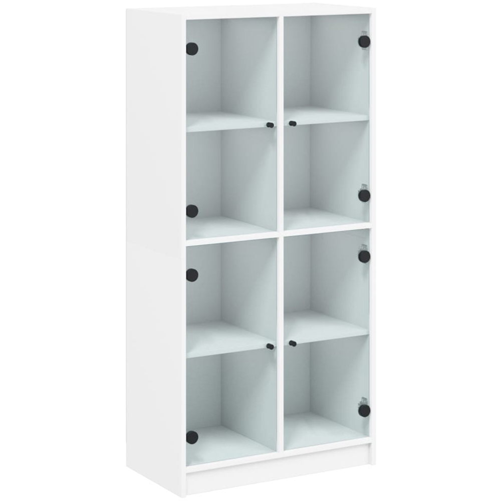 vidaXL 2 Glass Door 8 Shelf White Highboard Image 2