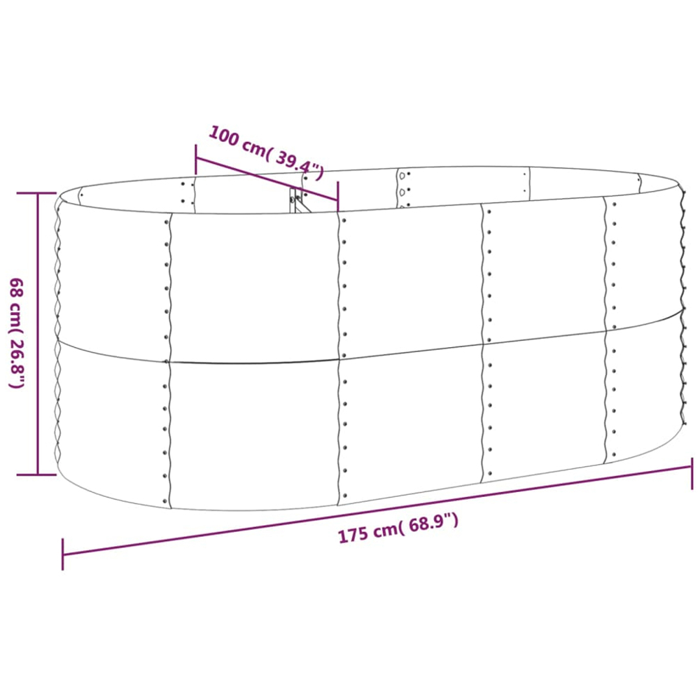 vidaXL Green Galvanised Steel Raised Garden Bed 175 x 100 x 68cm Image 5
