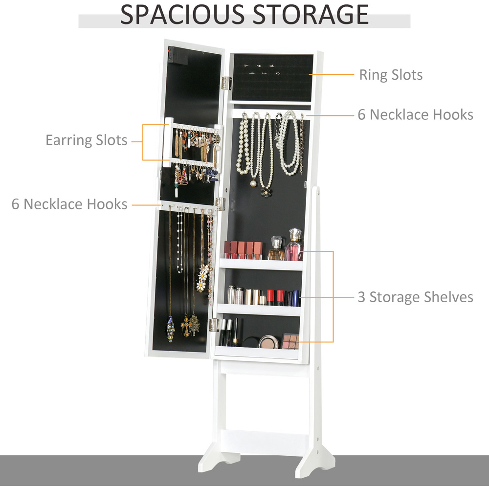 Portland Full Body Mirrored Jewellery Cabinet with Warm White LED Image 4