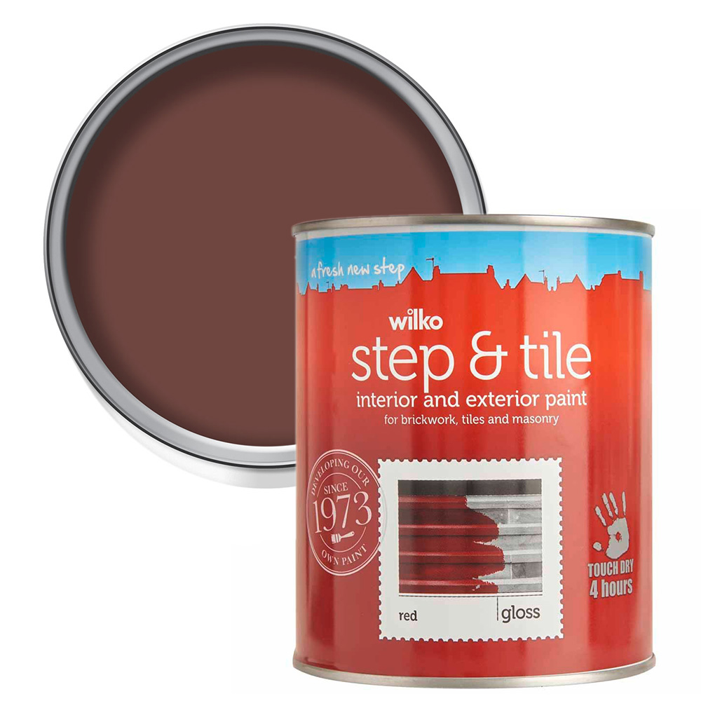 Wilko Step & Tile Brickwork Tile and Masonry Red Gloss Paint 1L Image 1