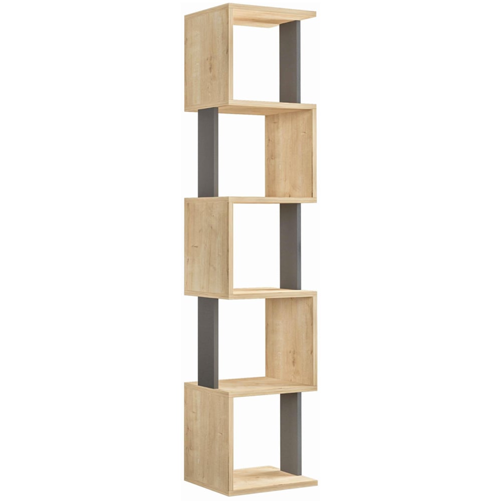 Decortie Piri 5 Shelf Oak and Anthracite Bookcase Image 2