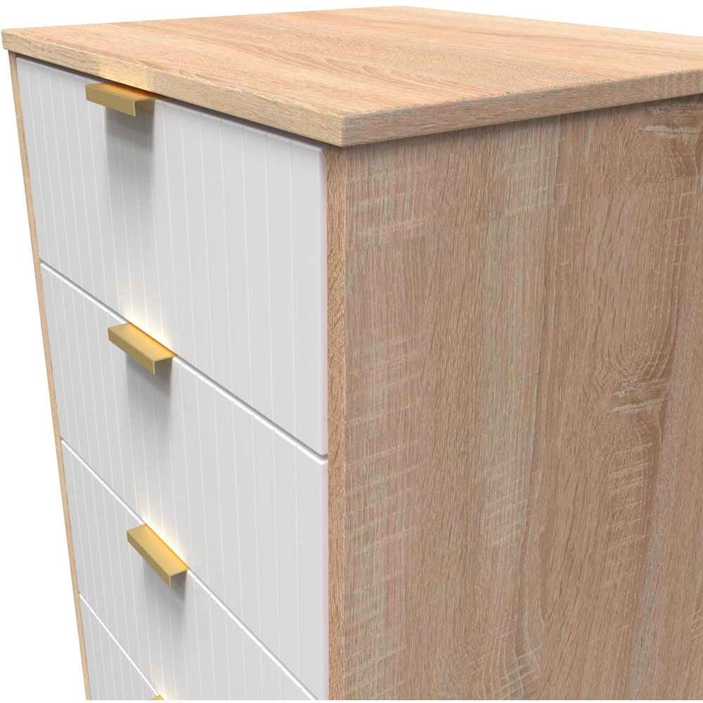 Crowndale 5 Drawer White Matt and Bardolino Oak Chest of Drawers Ready Assembled Image 5