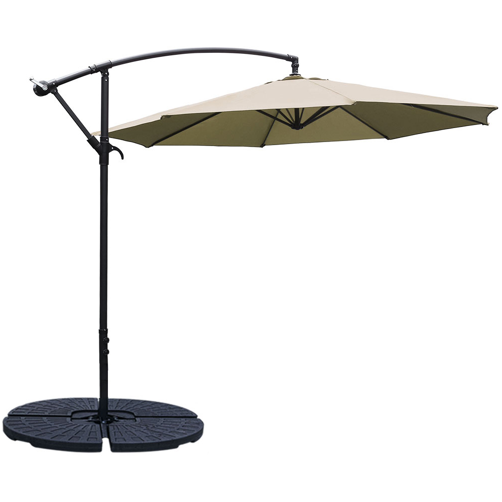 Living and Home Taupe Garden Cantilever Parasol with Round Base 3m Image 1