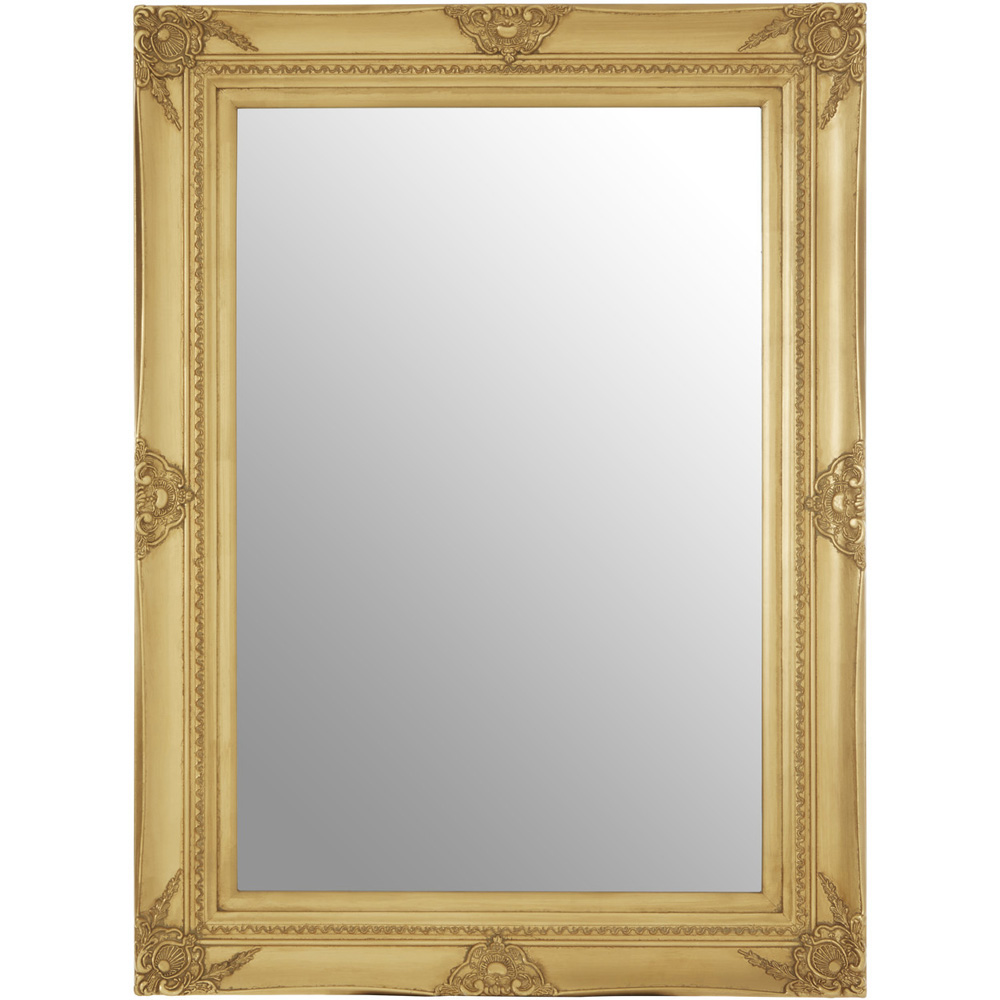 Premier Housewares Baroque Antique Gold Rectangular Wall Mirror 83 x 113cm Image 1