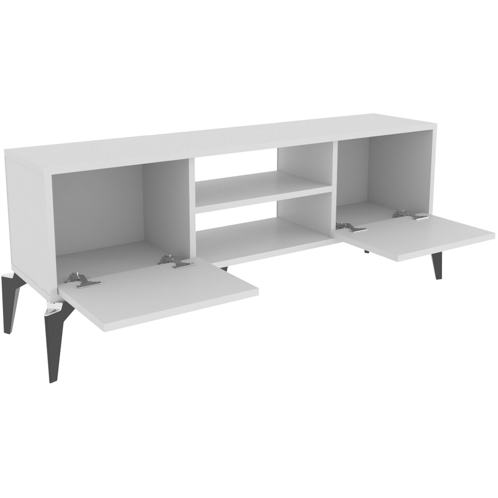 Decorotika Lojo 2 Door 2 Shelf White TV Stand for 50 inch TV Image 3
