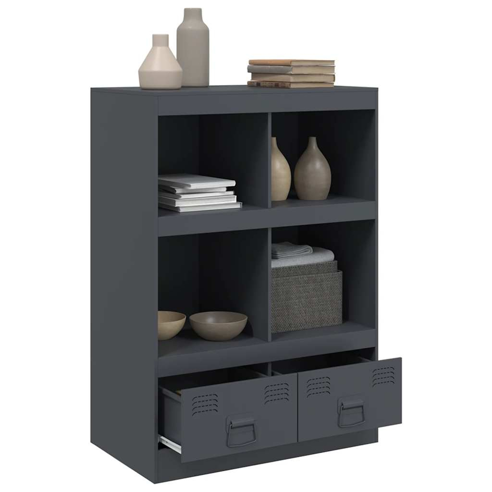 vidaXL 2 Drawer 4 Shelf Anthracite Cold-Rolled Steel Highboard Image 5