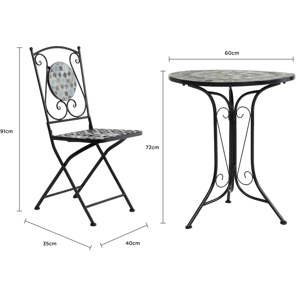 Charles Bentley Blue Mosaic Bistro Set Image 9