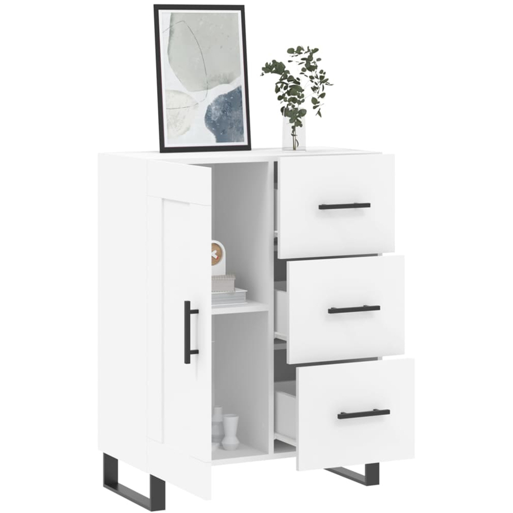 vidaXL Single Door 3 Drawer White Sideboard Image 4