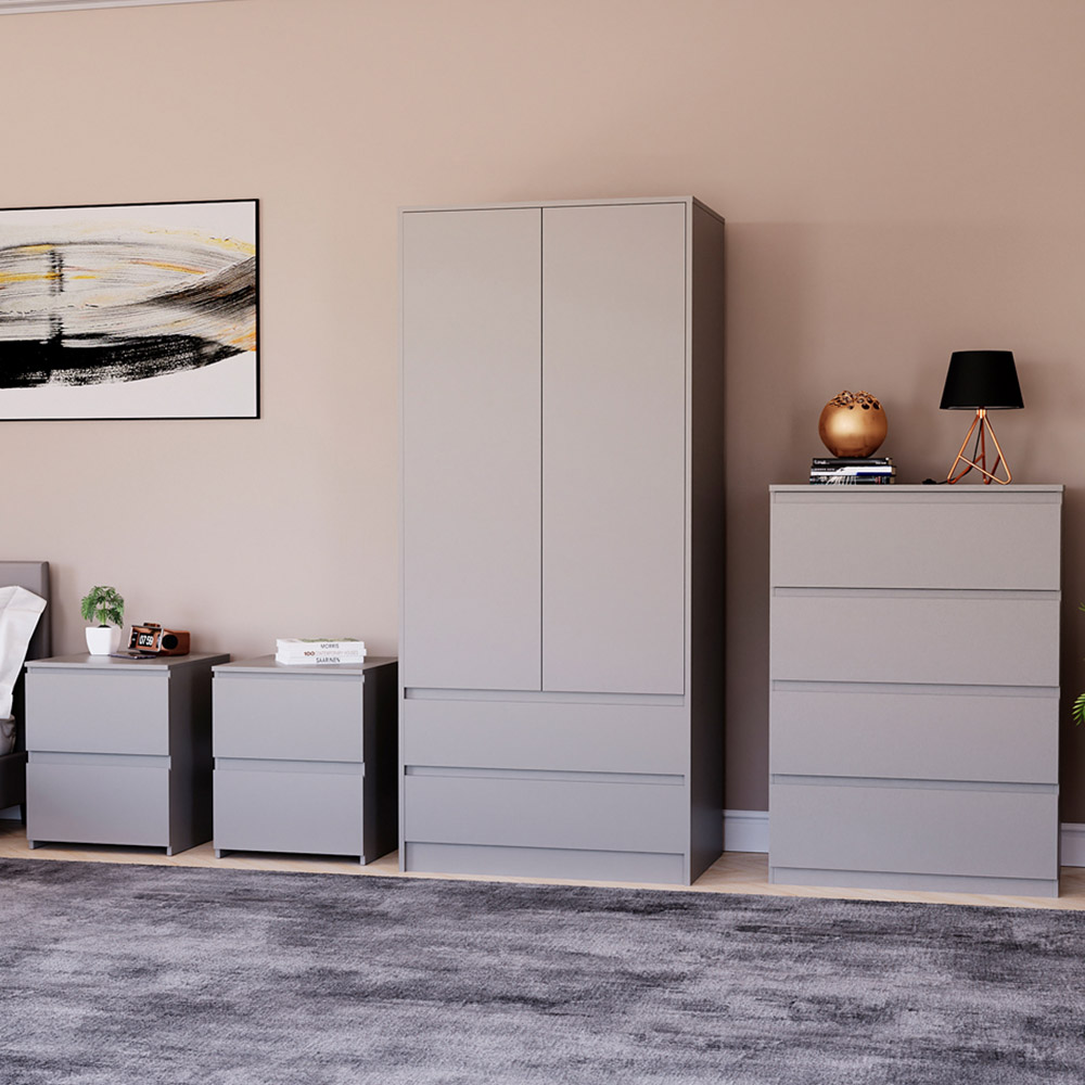 Denver Grey 4 Piece Bedroom Furniture Set Image 1
