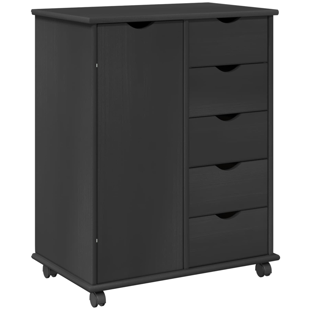vidaXL Single Door 5 Drawer Grey Rolling Storage Cabinet Image 2