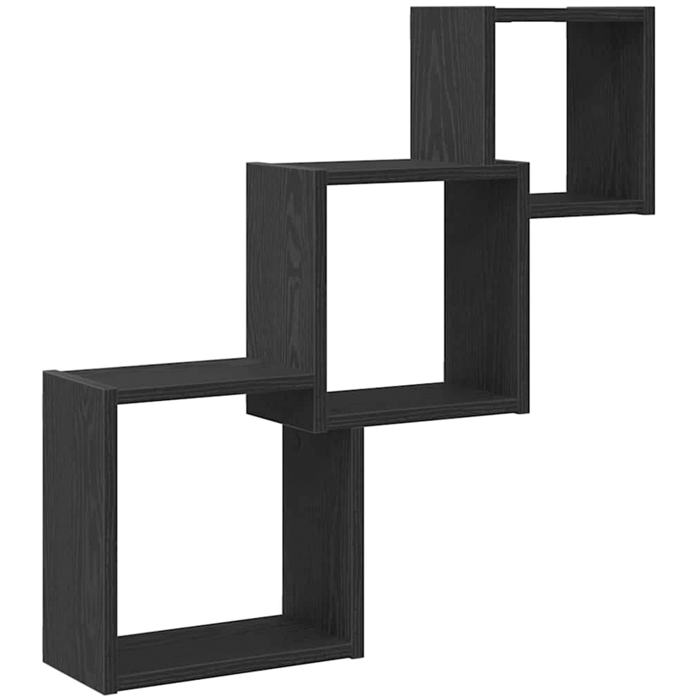 vidaXL 3 Open Shelf Black Oak Cube Wall Shelf Image 1