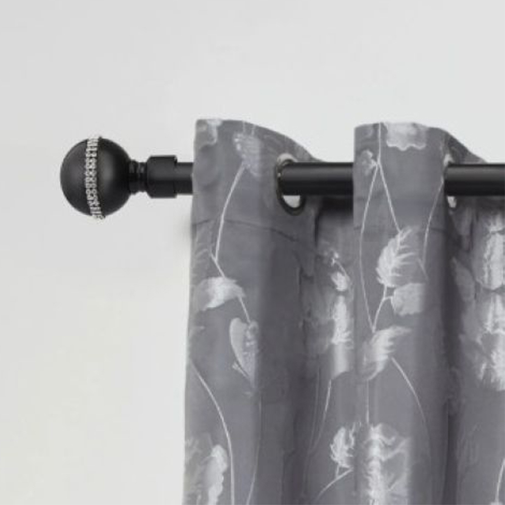 New Edge Blinds Bejeweled 160-300cm Extendable Black Eyelet Metal Curtain Pole Set Image 2