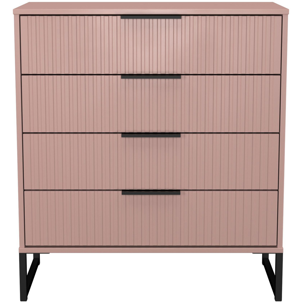 Crowndale Fluted 4 Drawer Kobe Pink Chest of Drawers Ready Assembled Image 2