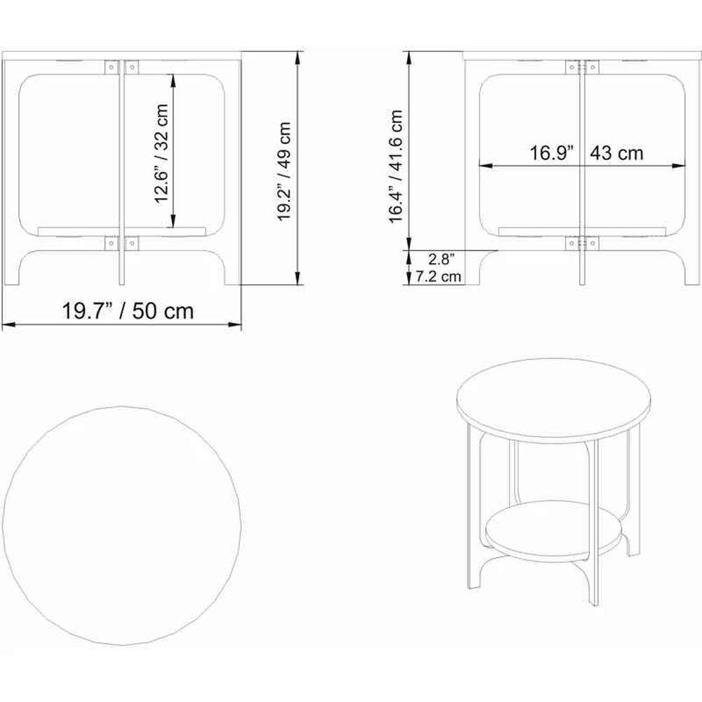 Decorotika Versy Single Shelf Black Marble Effect and Gold Round Side Table Image 5