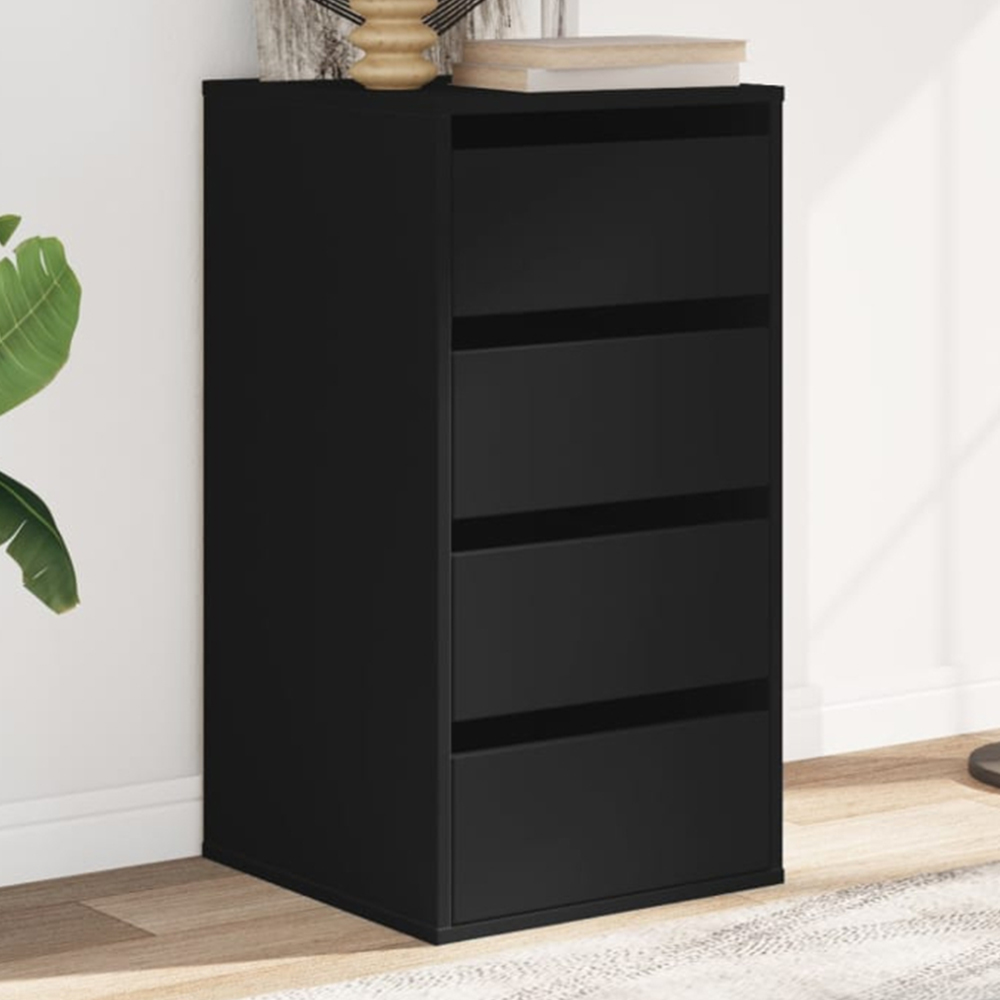 vidaXL Black Engineered Wood Corner Chest of Drawers Image 1