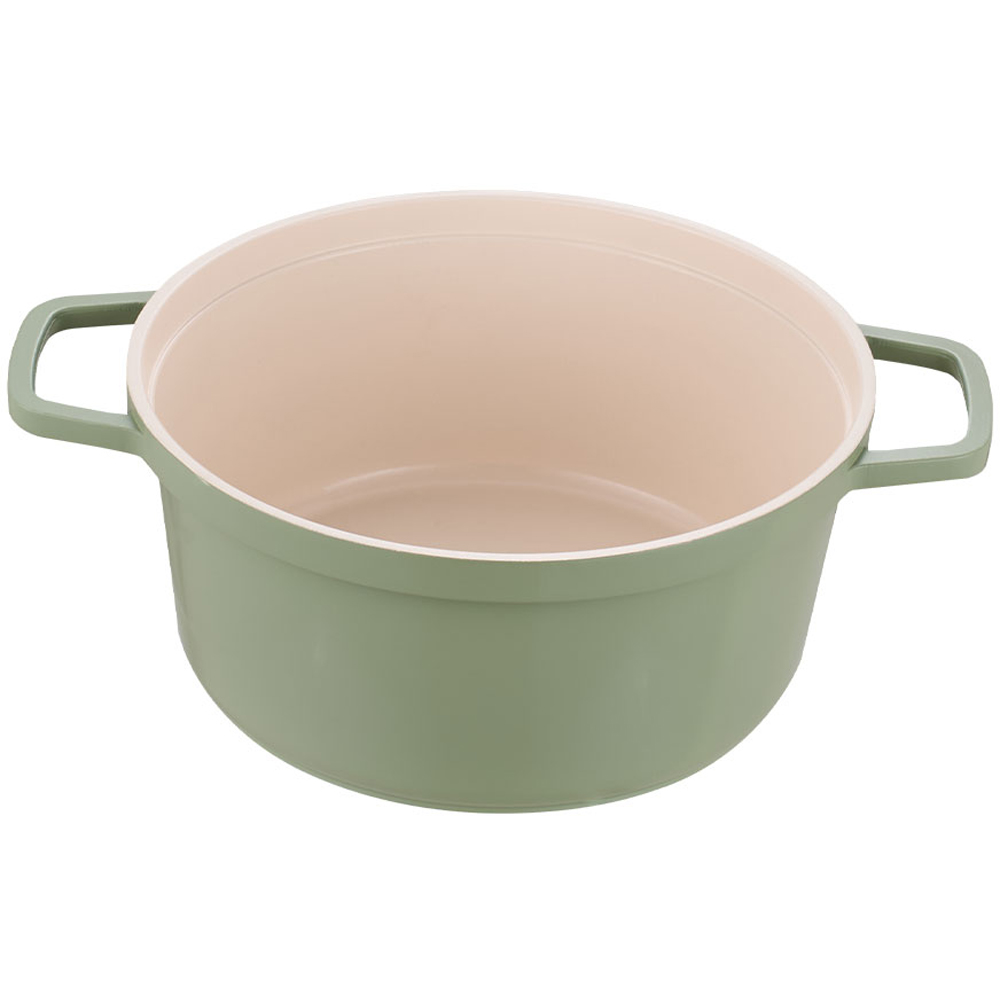 Living and Home 4.75L Green Non-Stick Cast Aluminium Enamelled Cooking Pot with Lid Image 4