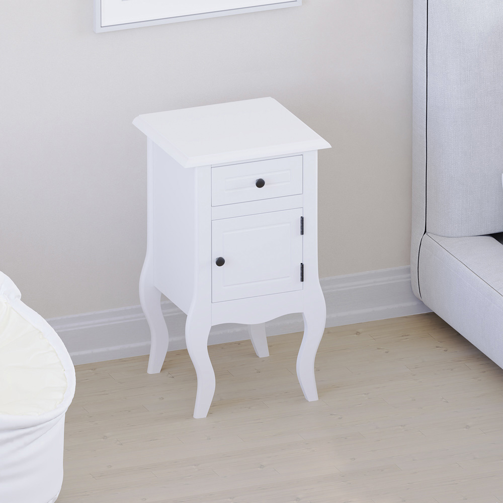 Vida Designs Nishano Single Door Single Drawer White Bedside Table Image 4
