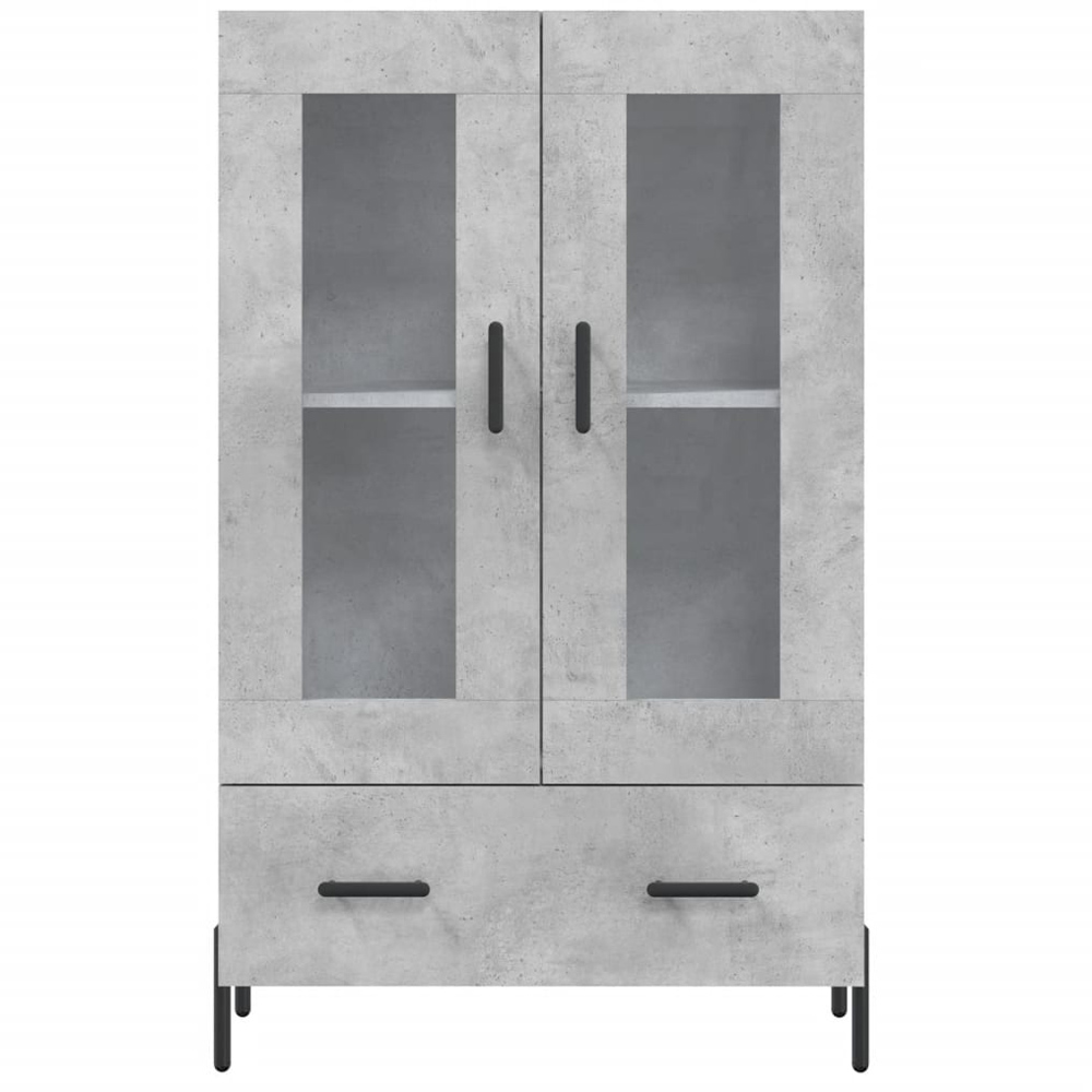 vidaXL 2 Glass Door Single Drawer Concrete Grey Highboard Image 5