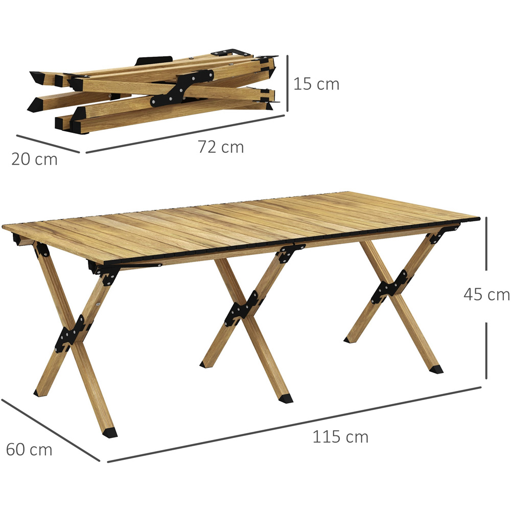 Outsunny Natural Wood Effect Aluminium Foldable Picnic Table with Roll Up Top Image 7