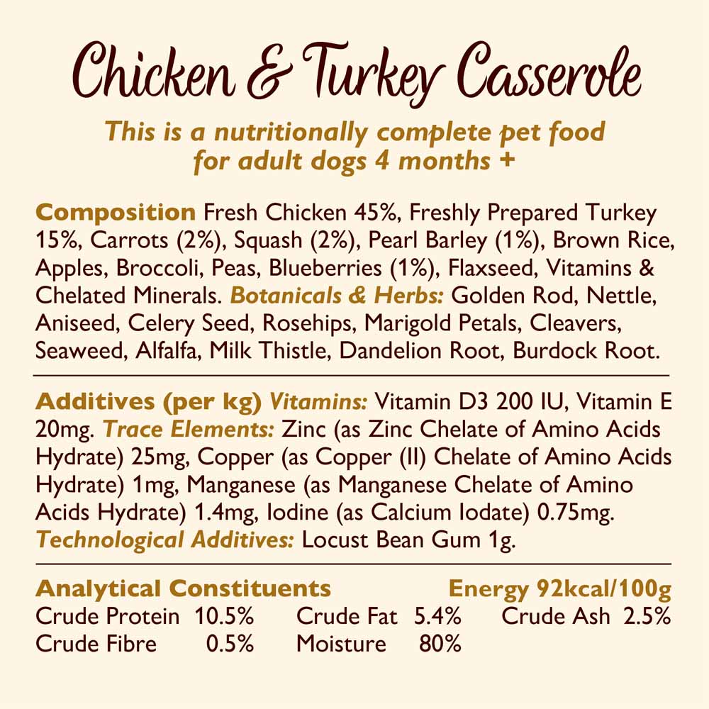 Lily's Chicken & Turkey Casserole Dog Food Tin 400g Image 3