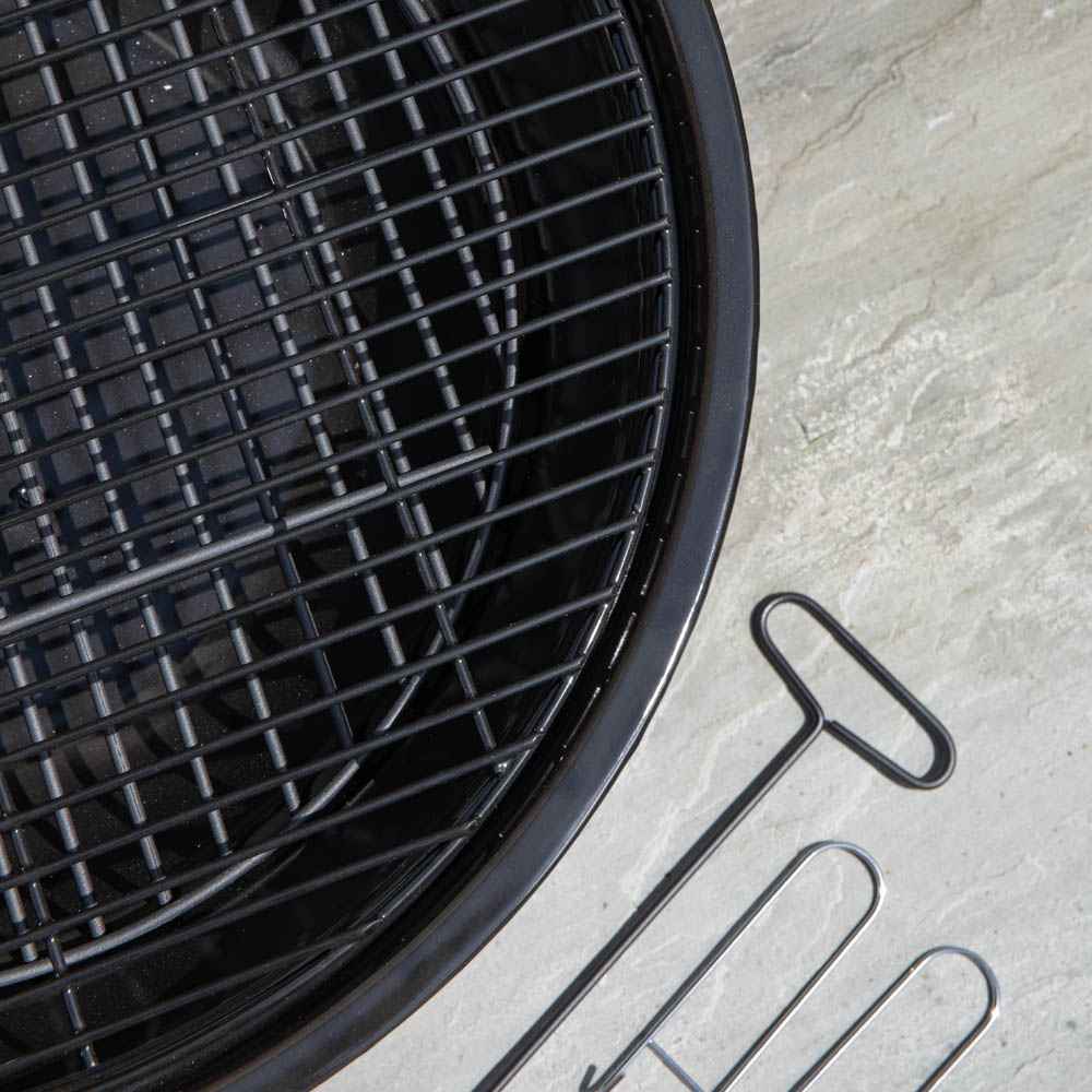 Samuel Alexander Black Steel Outdoor Lustre Enamelled Fire Pit with Fire Poker 52cm Image 7