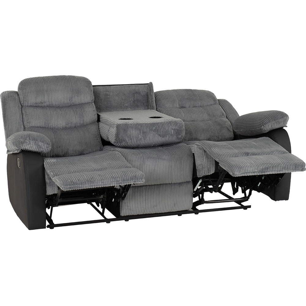 Seconique Roma 5 Seater Grey Cord Fabric and Black PU Sofa Set Image 5