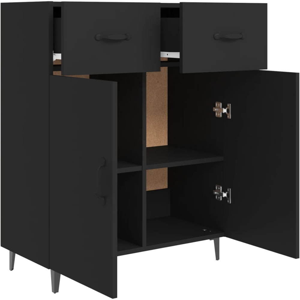 vidaXL 2 Door 2 Drawer Black Sideboard Image 3