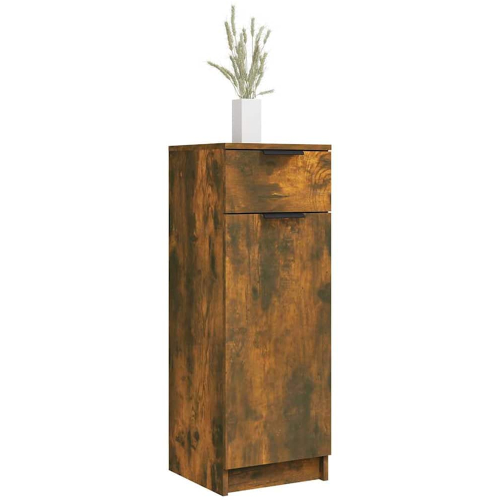 vidaXL Single Door Single Drawer Smoked Oak Bathroom Cabinet Image 3