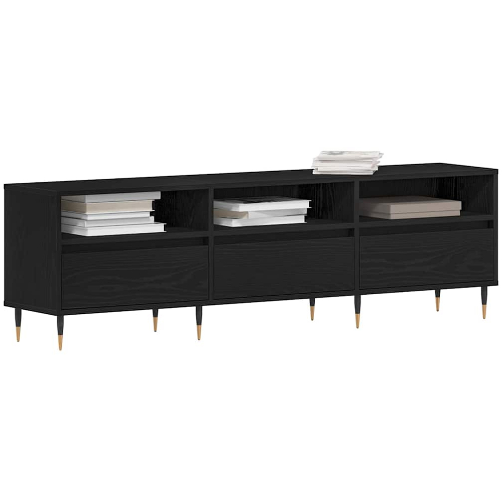 vidaXL 3 Door 3 Shelf Black Oak TV Cabinet Image 3