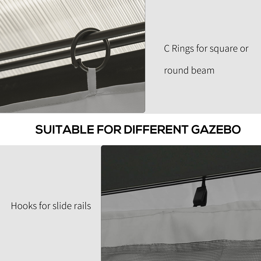 Outsunny 3 x 4m Light Grey Universal Gazebo Replacement Sidewall 4 Pack Image 6