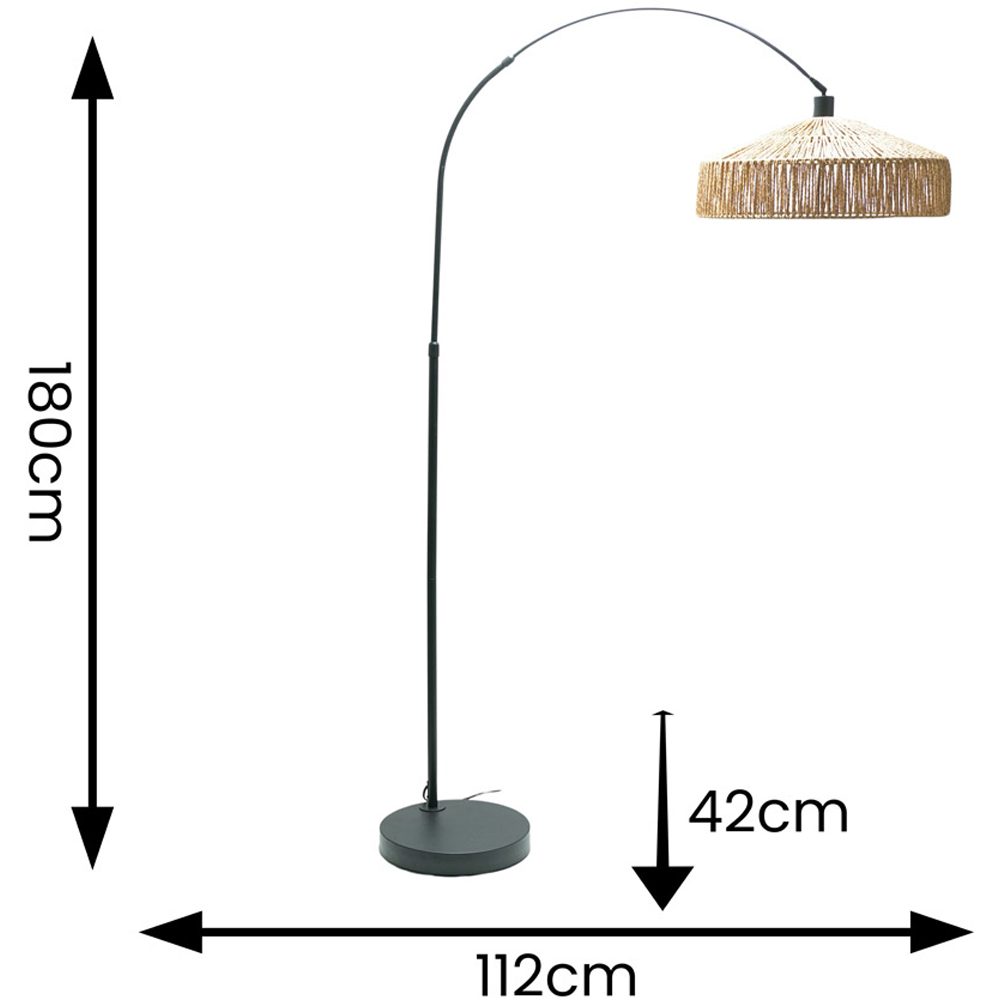 ValueLights Louis Natural Rope Pendant Shade Black Curved LED Floor Lamp Image 4